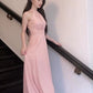 Pink sleeveless halter dress for women long dress    S5779