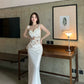 Two piece sleeveless dress for women long party dress     S5905
