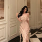 Ruffled polka dot suspender dress for women summer new irregular long party dress     S5654