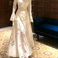 shimmering printed chiffon dress women 2025 long evening dress    S6043