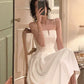 sexy white suspender dress     S5776