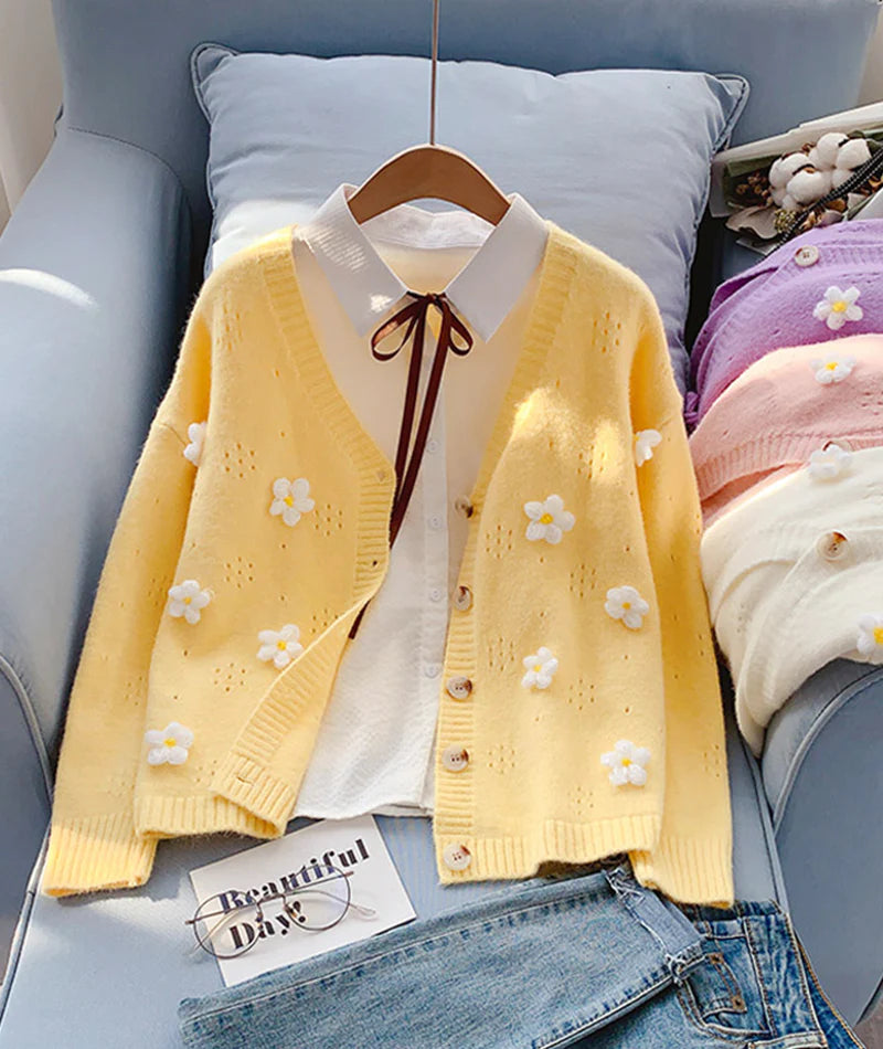 Cute flowers sweater long sleeve sweater sweater coat spring and autumn clothing      S2520