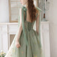 Light Green High Low Sweetheart Straps Formal Dress, Floral Tulle Homecoming Dress   S2561