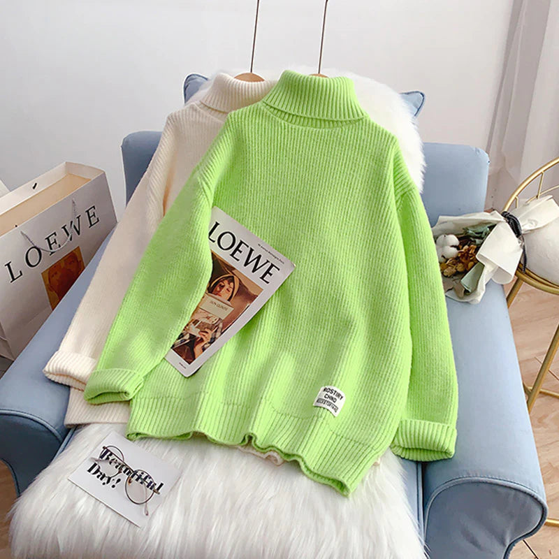 Candy color turtleneck sweater sweater sweater top      S2541