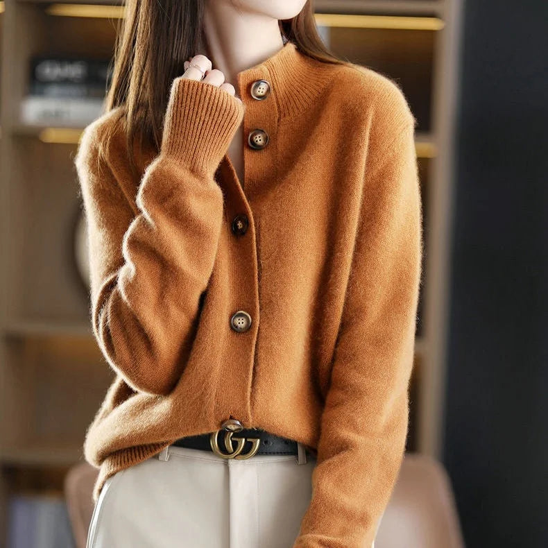 Cardigan Loose Retro Collar Knitted Sweater      S2743