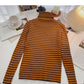 High neck stripe bottomed long sleeve top popular sweater       S2526