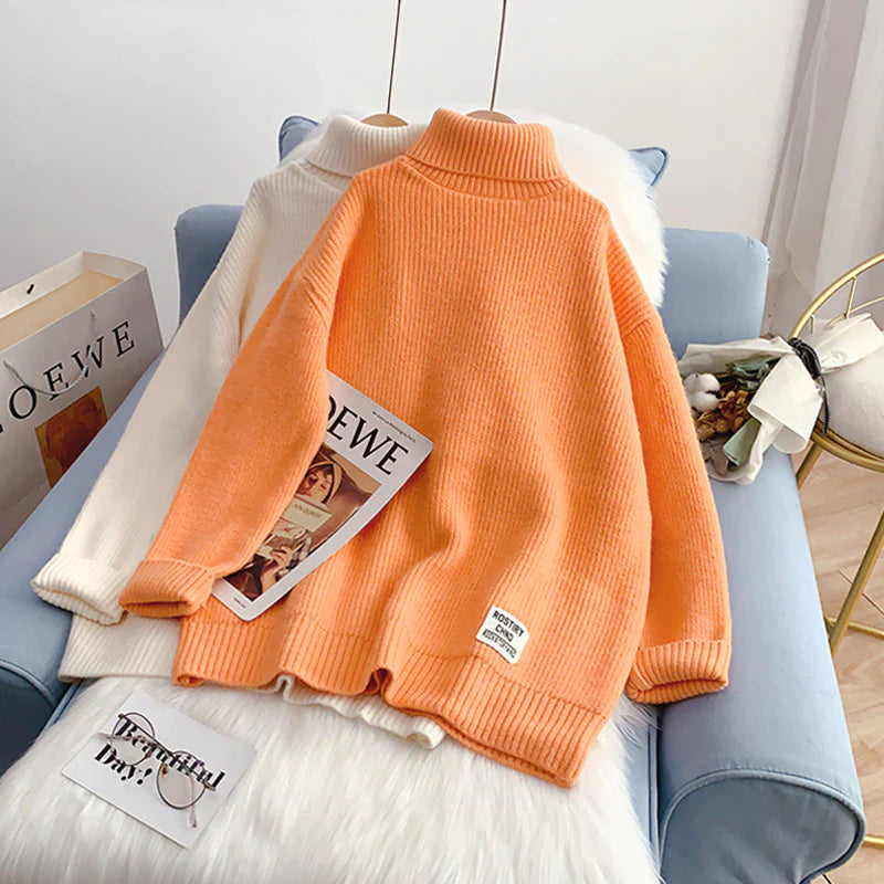 Candy color turtleneck sweater sweater sweater top      S2541