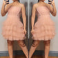 Cute Black Straps Tiered Tulle Short Party Dress     S2849