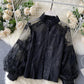 Stylish lace long sleeve tops        S2531