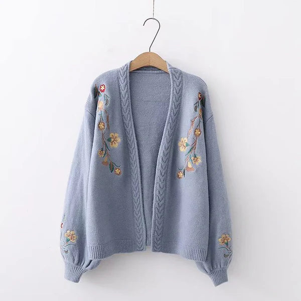 Women Chic Flower Embroidery Cardigans    S2780