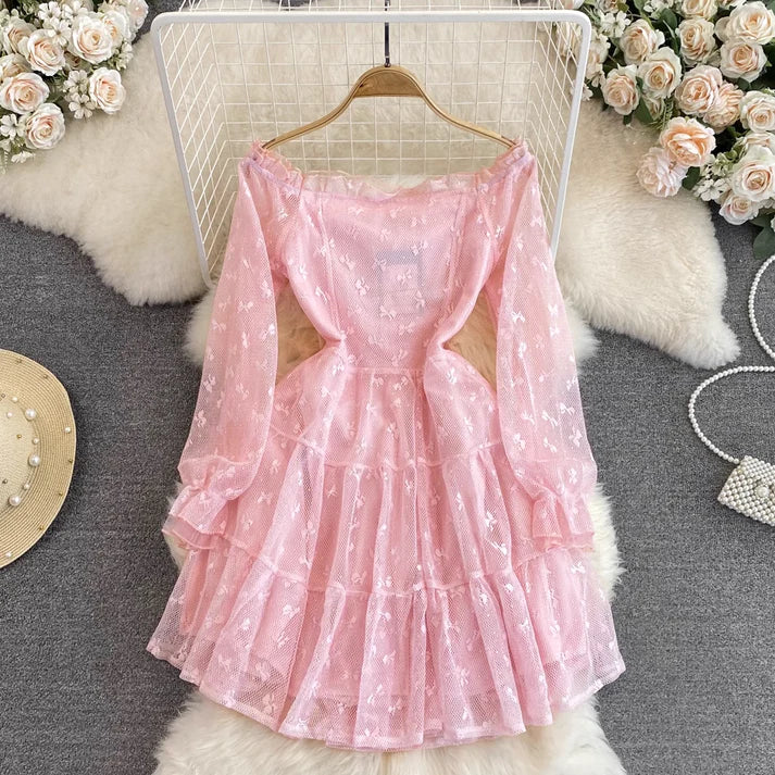 Pink Sweet Fairy A Line Mesh Princess Dress        S4938