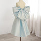 Blue Sweetheart Neck Satin Short Prom Dress, Blue Homecoming Dress     S3546
