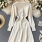 Sweater A line long sleeve sweater dress     S4674