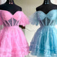 Off-the-Shoulder Ruffles Puff Sleeves Homecoming Dress      S2831