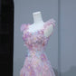 A-Line Purple Pink Tulle Flowers Long Prom Dress, Beautiful Evening Party Dress         S7190