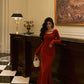 Red mermaid dress new style flower long party dress     S5590