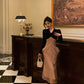 Mesh splicing velvet dress for women new style party dress     S5588