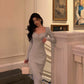 knitted dress long-sleeved sexy party dress    S5514