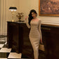 Square neck knitted dress for women new style party dress     S5585