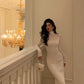 Knitted mermaid dress women new French long party dress      S5575