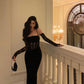 Banquet lace suspender dress new velvet long party dress      S5560