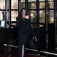 Black halter neck dress sexy party dress      S5558