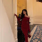 Red off-shoulder evening dress party dress      S5569