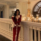 Red long knitted coat for women winter new cardigan    S5530