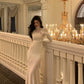 High neck white knitted dress for women handmade flowers party dress    S5517