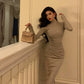 Gentle style long-sleeved knitted dress for women pleated party dress     S5587