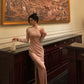 velvet cheongsam dress pink mermaid dress      S5552
