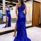 Charming Mermaid One Shoulder Royal Blue Sequins Prom Dress    S2462
