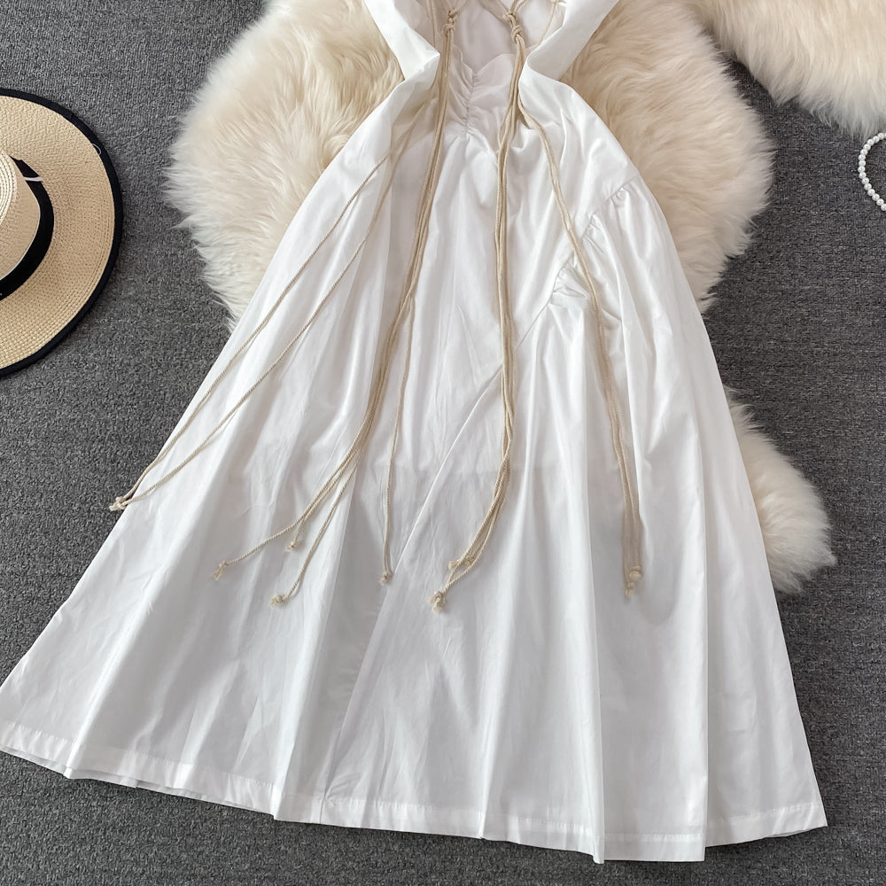 White A line backless short dress fashion dress    S482