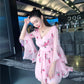 Summer Flower Embroidery Light Pink Dress    S545