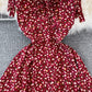 Cute A line floral dress A line short dress       S409