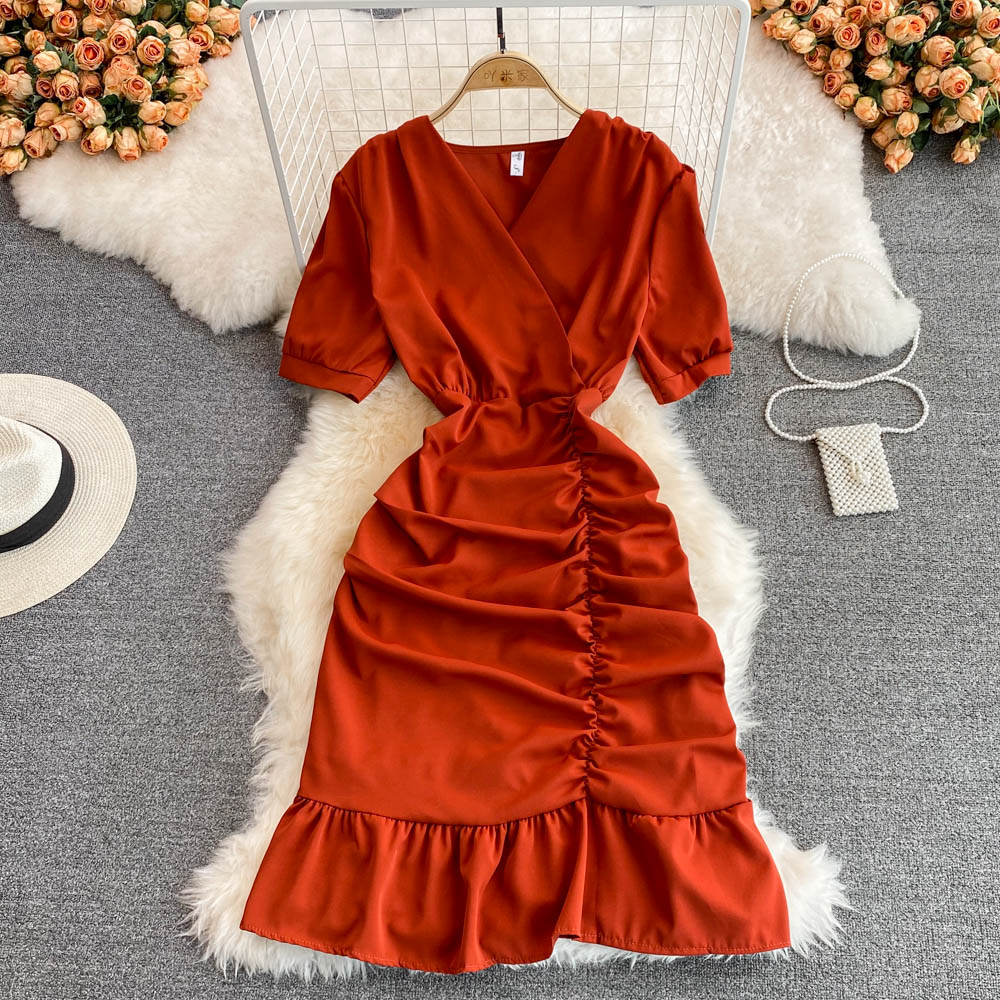 Cute v neck short dress fashion dress      S473