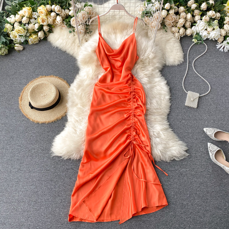 Simple satin long dress fashion dress     S330