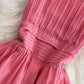 Pink chiffon short dress A line fashion dress    S327