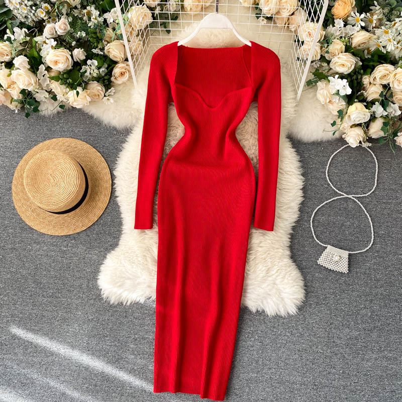 Fashionable Long Sleeve Knit Dress     S284