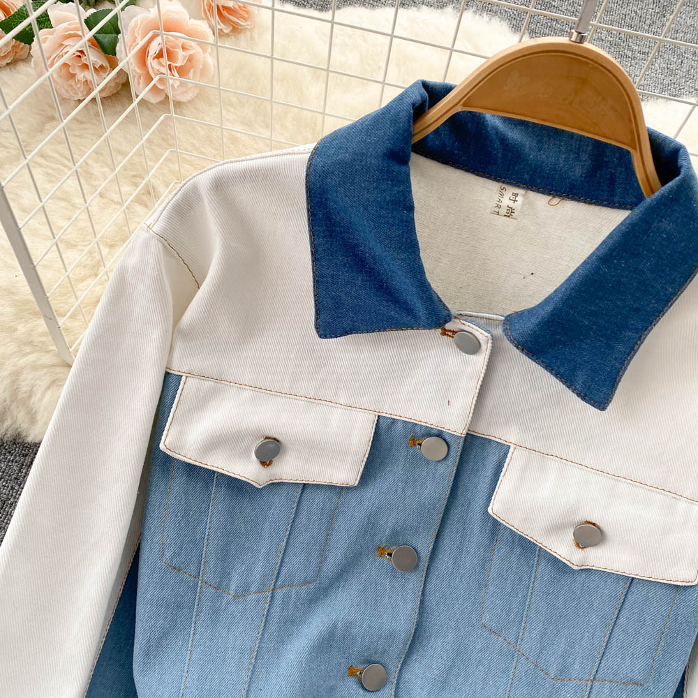 Cute dual tone denim jacket    S484