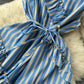 Cute V -neckline striped short dress  S325
