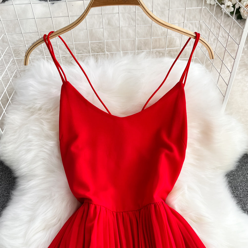 Red A line chiffon dress fashion girl dress    S395