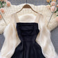 Black A line long sleeve dress fashion dress      S217