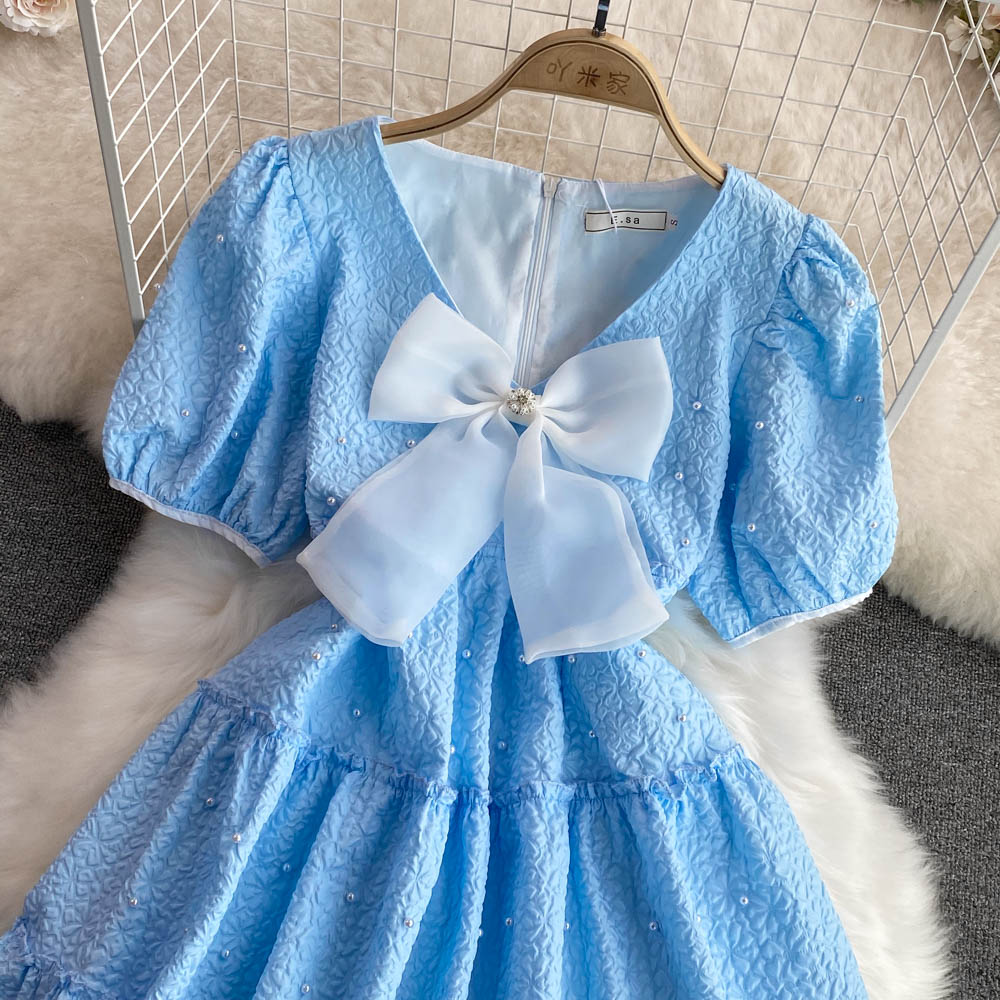 Cute bow A line dress fashion girl dress    S397