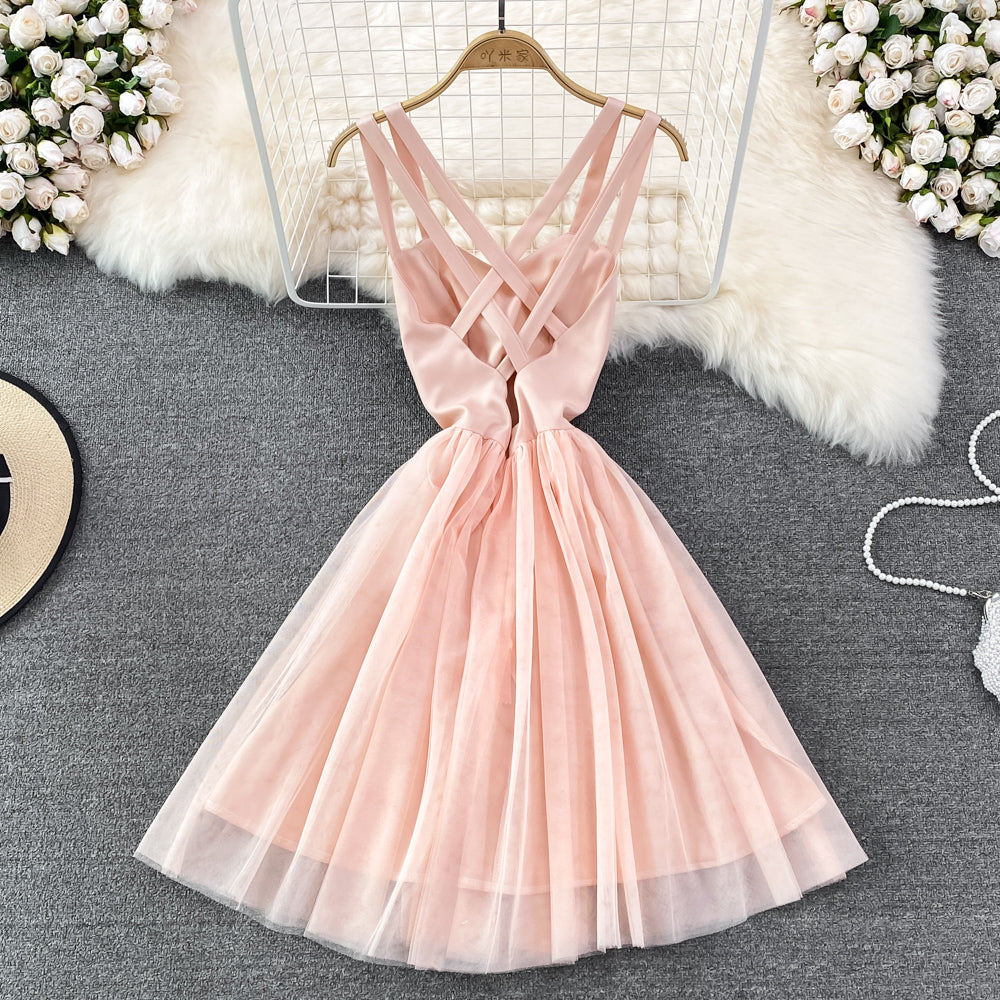 Cute tulle short A line dress fashion dress    S388