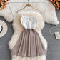Lovely spliced A line spaghetti dress fashion dress     S503