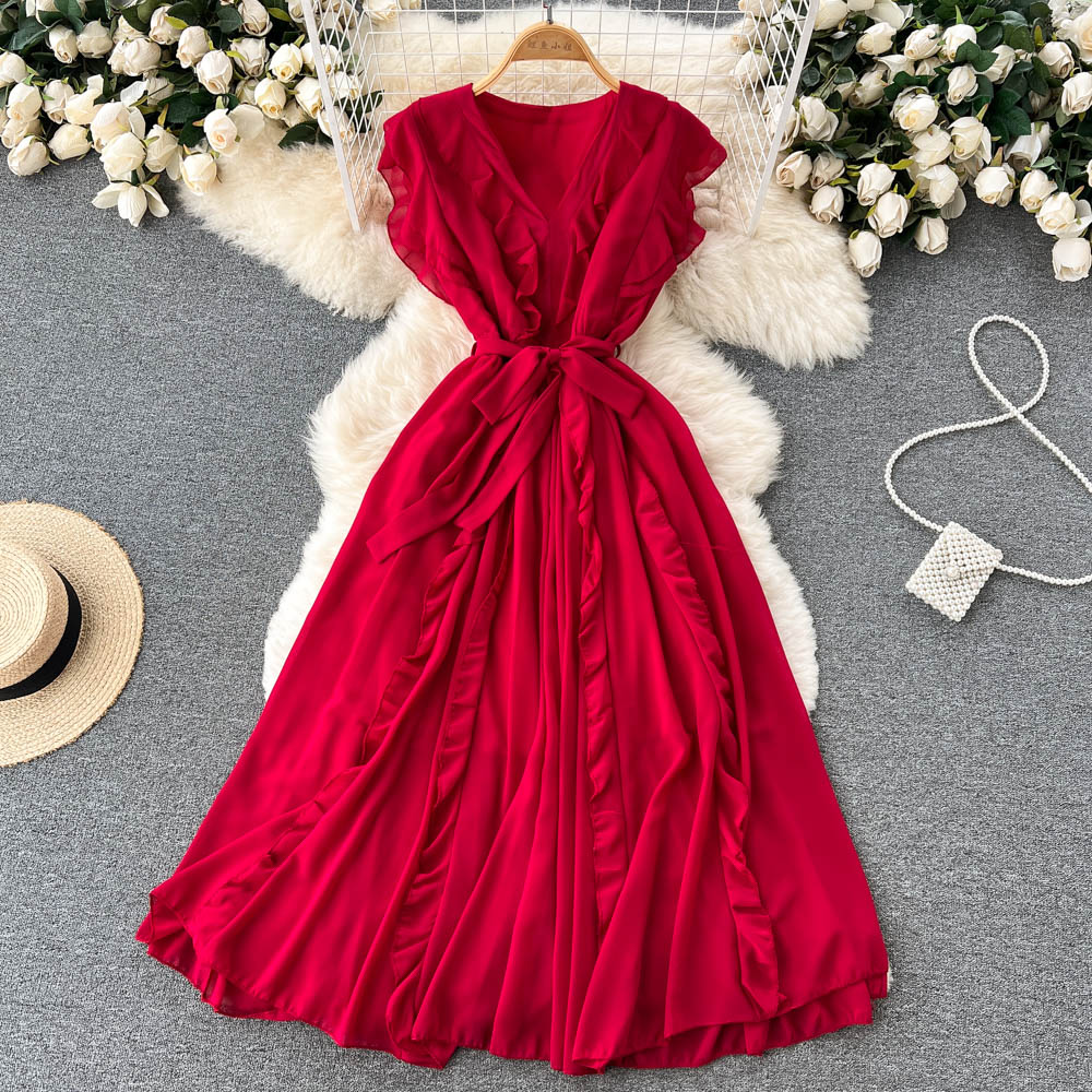 Cute v neck short dress fashion dress     S366