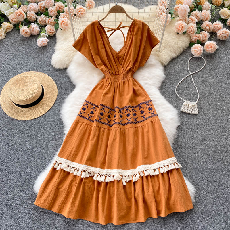 Cute V-neck short dress fashion dress    S329