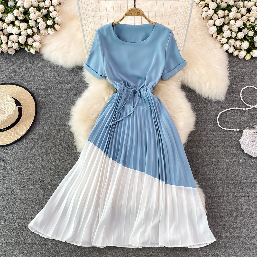 Cute colorblock A line dress fashion dress    S396