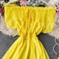 Cute off the shoulder chiffon casual summer dress    S62
